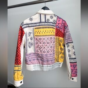 Desigual Patchwork Embroidered Julie Jacket Metallic Boho Mixed Media Artwear